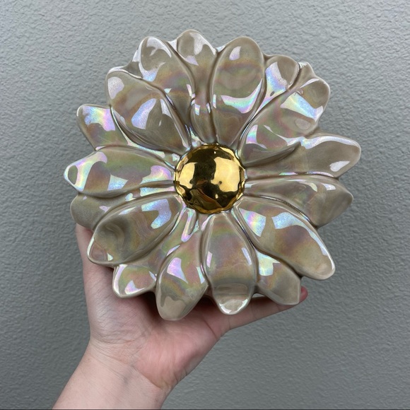 VTG Ceramic Pink Gold Glossy Flower Hanging Wall Pocket Plant Propagation Statio - Picture 13 of 16